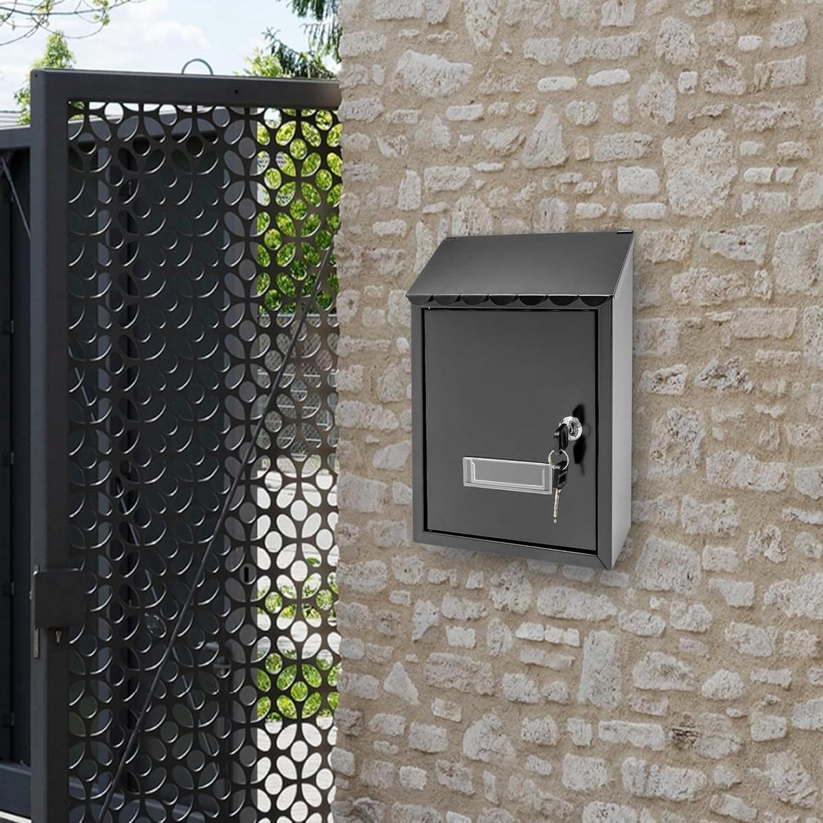Brievenbus Wandmontage - Postbox Buiten - Post Ontvangen - Met 2 Sleutels - Ruim Formaat - Zwart