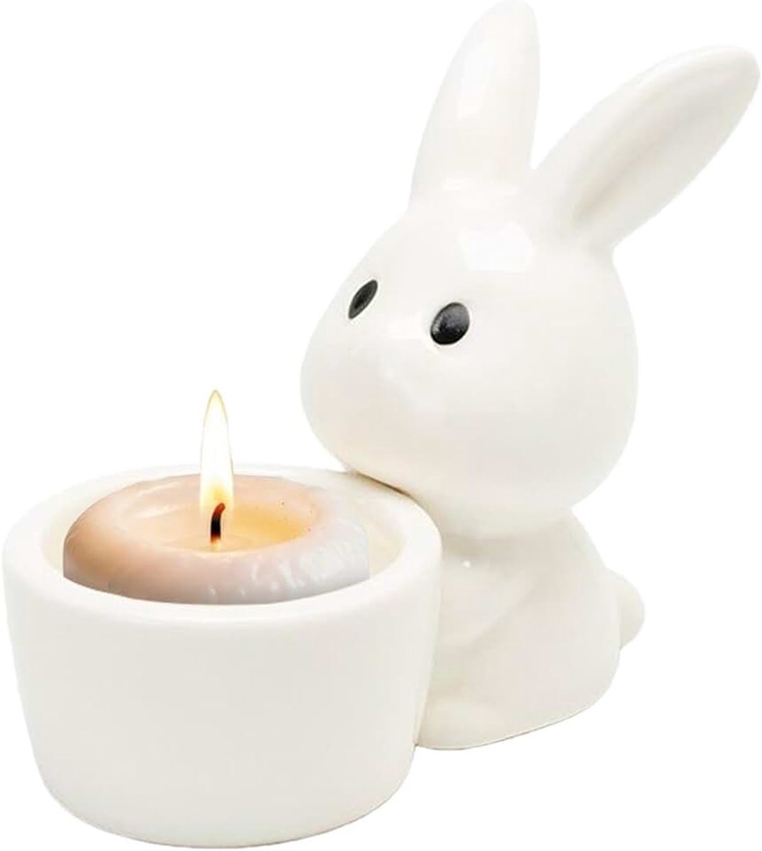 Kandelaar Houder Witte Keramieken Paasei Standaard Decoratie | Paas Kaarshouders Met Konijnen Decoratie voor de Eettafel, Bijeenkomsten, Feesten, Plank en Bureau
