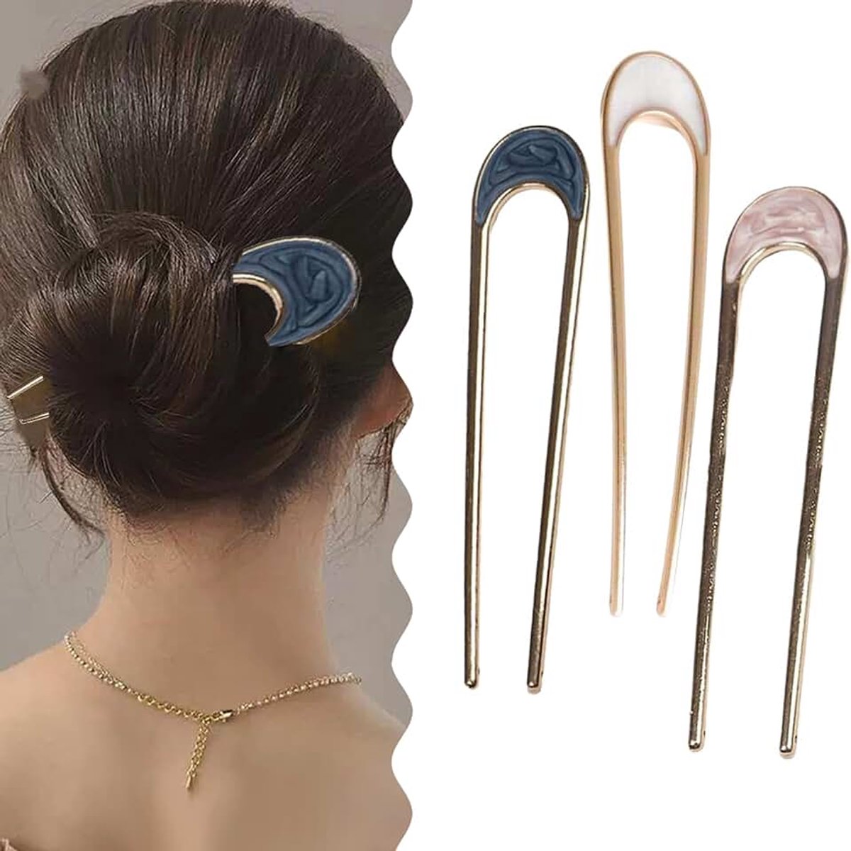 Haarspelden metalen haarspeld U-vormige haarspeld Franse haarspeld lang dik haar haar vork knot accessoires