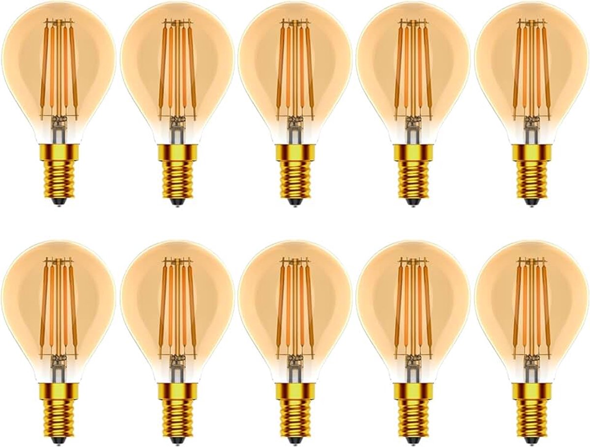 Vintage Gloeilamp LED,4W Edison Retro LED Dimbaar G45 LED-lamp | Warm wit 2700K LED Lamp,Amber,400LM,golfbal,10-pack
