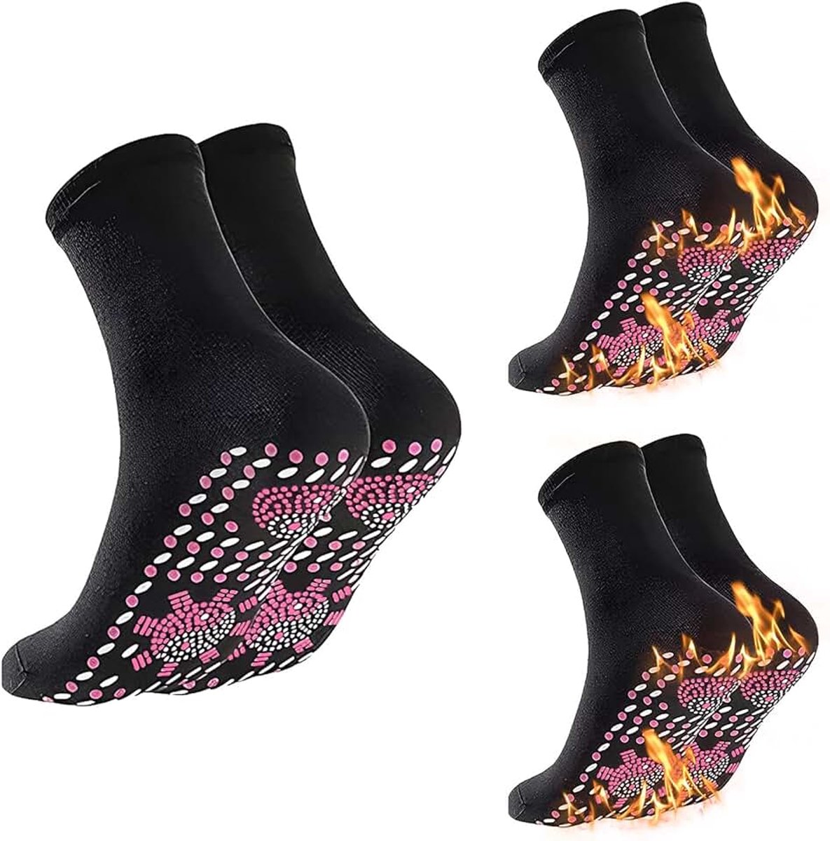 Sokken, 3 paar zelfverwarmende sokken, verwarmde sokken, wintersokken, warmtesokken, verwarmde sokken, sokken met verwarming, warme sokken voor dames en heren, outdoor, skiën, wandelen