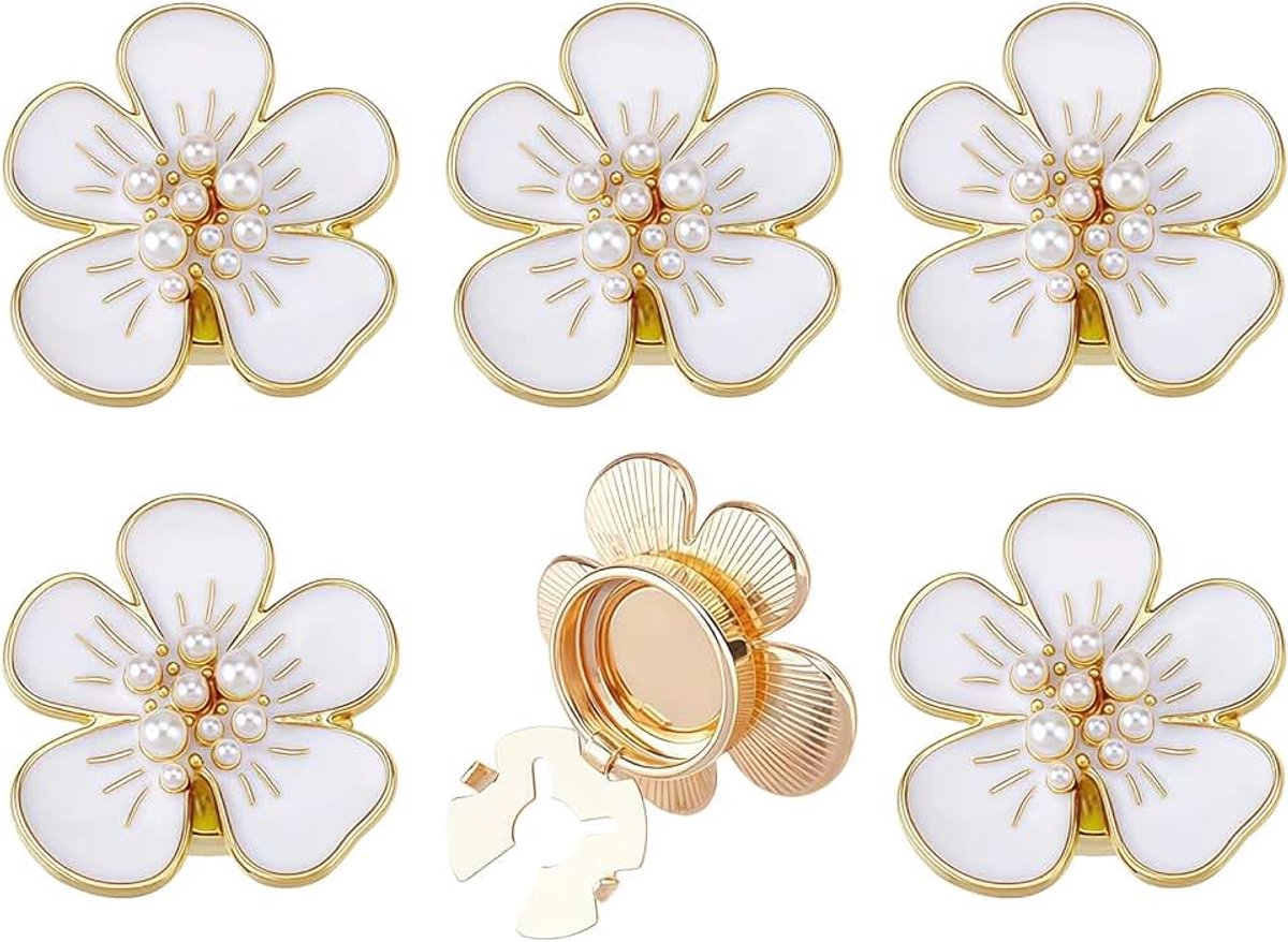 Knoopafdekkingen, Witte Bloemen Manchetknopen, Decoratieve Hemdknoop Clips Legering, Bloem Knop Covers Set, Voor Dames Blouses, Pak Smoking, DIY