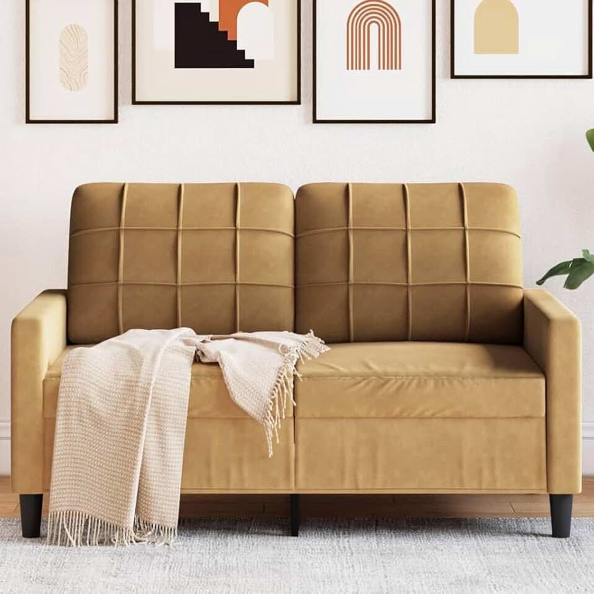 2-zitsbank, bruin, woonkamerbanken, kantoorbanken voor kantoor, 120 cm, fluweel