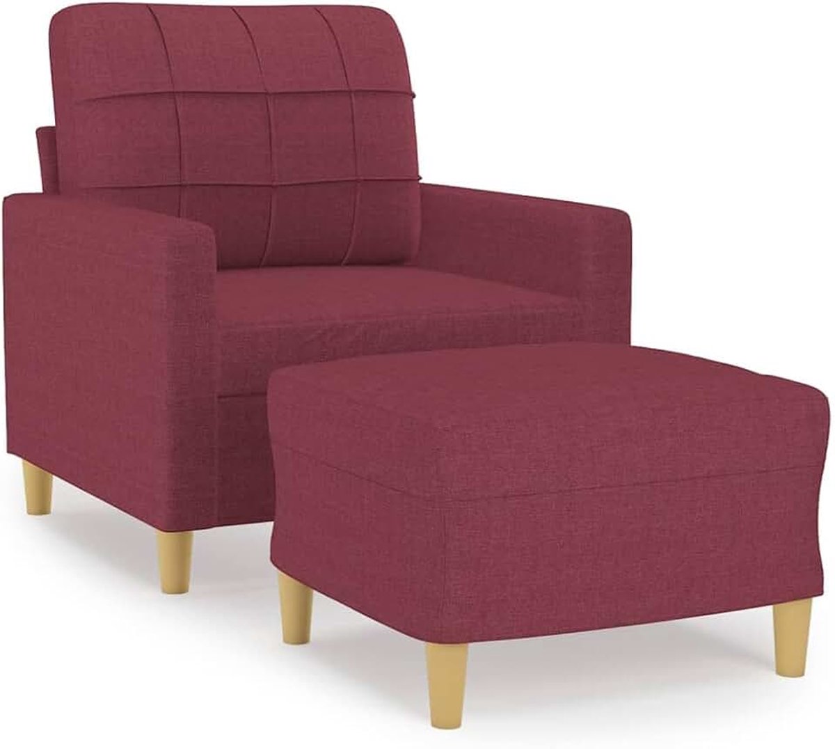 Fauteuil met kruk, wijnrood, 60 cm, stof, woonkamerbank, kantoorbank, slaapkamerbank, loungebank voor woonkamer, slaapkamer, logeerkamer