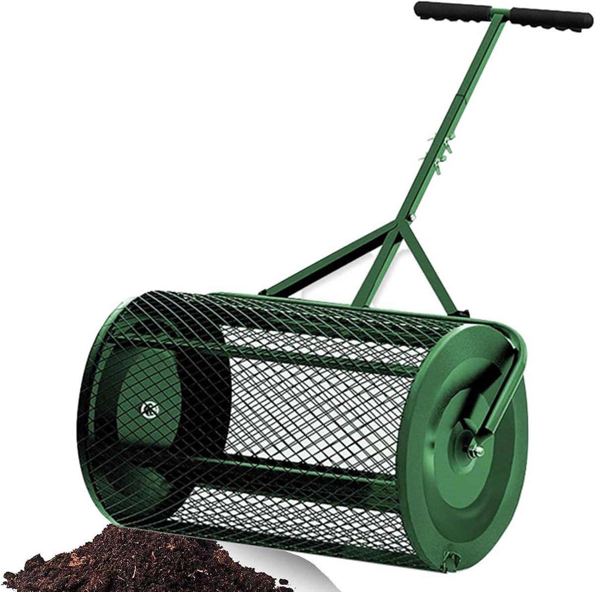 Gazon Strooier - Compost Roller - Gazon Onderhoud - Stevige IJzeren Constructie - 15.7 x 24 inch - Groen