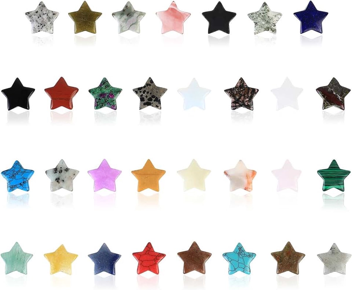 20 stuks sterkristallen en edelstenen helende kristallen set, kristallen sterren set, natuurlijke gepolijste chakra kwarts kristallen stenen, genezende kristallen geschenken, heksengeschenken voor