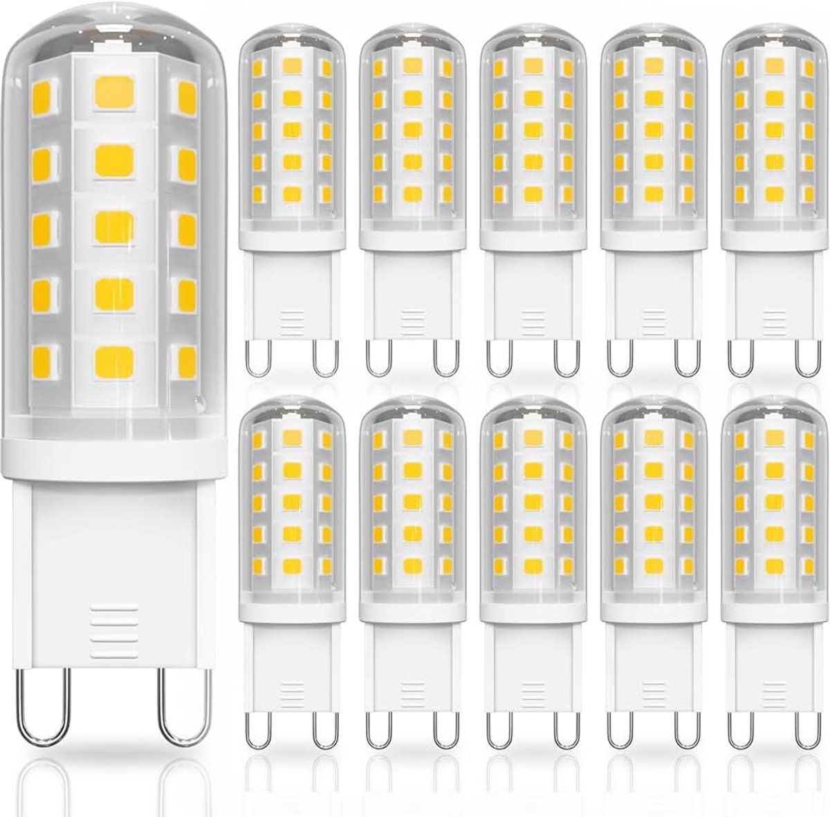 LED-lampen Warm Wit 3W, Gelijkwaardig aan 30W-40W G9 Halogeenlampen, Niet dimbaar, 350LM 2700K Energiezuinige Lampen voor Kroonluchters, Decoratieve Verlichting, Verpakking van 10