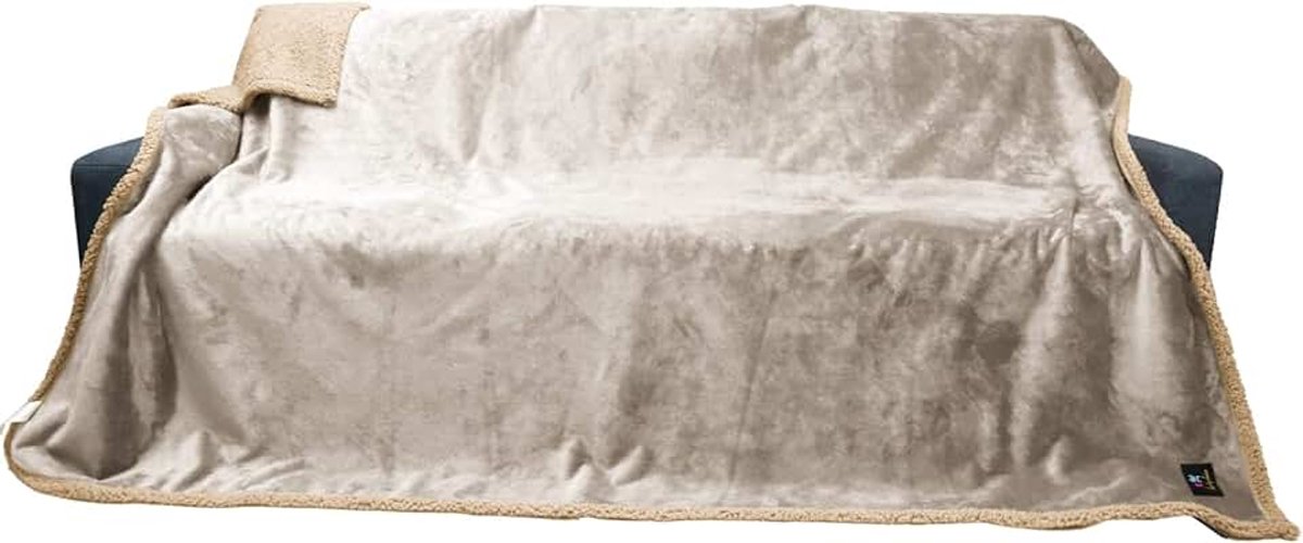 Luciphia Deken waterdichte huisdierdeken, pluizig, dubbellaags, dicht, hondendeken, kat, puppy, grijs-wit, XL (145 x 216 cm)