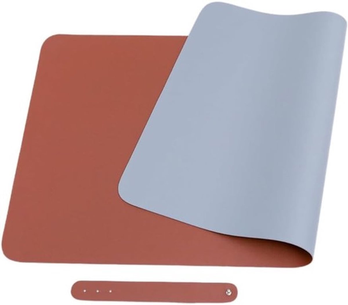 Wasbare leren placemats, dubbelzijdige tafelmatten, antislip onderzetters voor keuken en restaurants, 70 x 35 cm, bruin en grijs