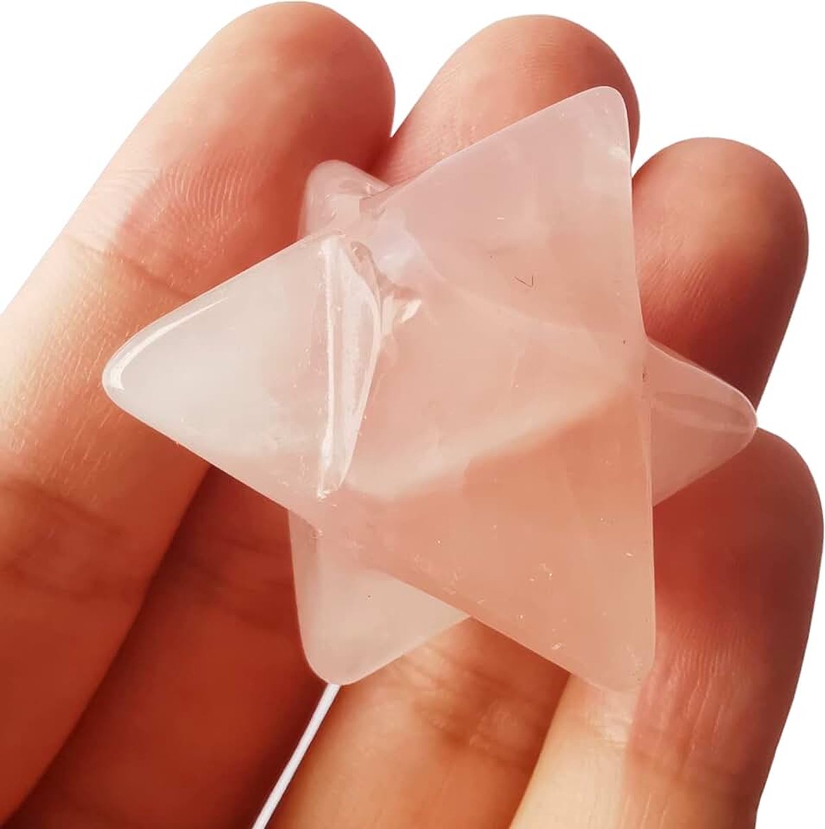 Rozenkwarts Meraba kristalbescherming heilige meditatie energie genezende chakra, 1 inch zeshoekige sterkristallen en helende steen