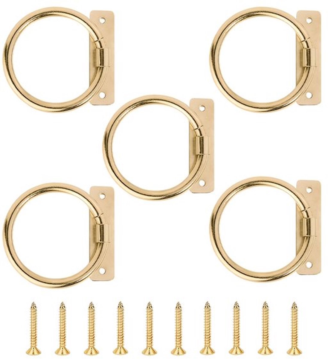Gouden metalen touwhaken (10 stuks) | Decoratieve henneptouwhouder | Geschikt voor hekken, trappen, leuningen en plafonds | Eenvoudig te installeren