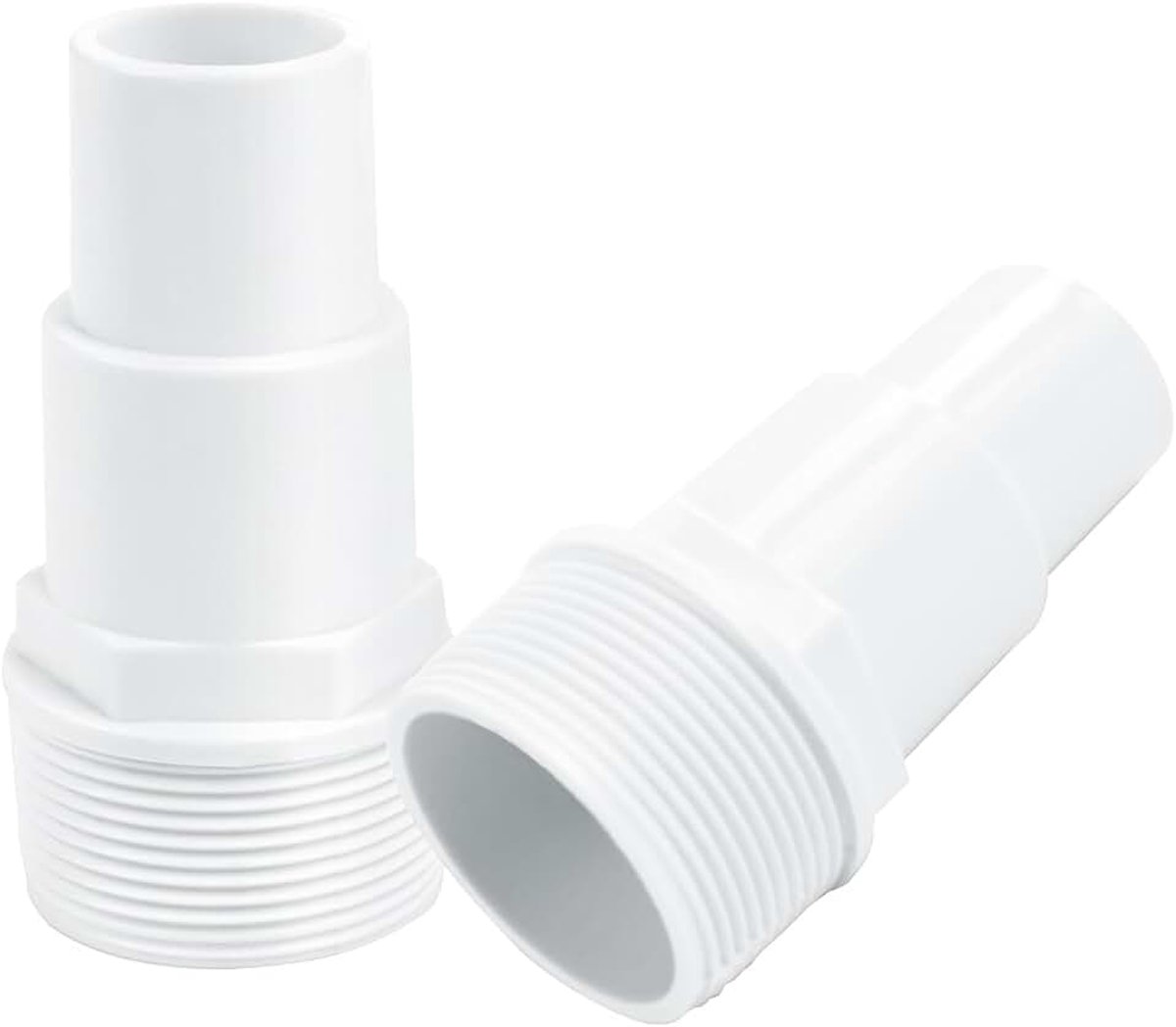 2 stuks Zwembadslangadapter voor Ø 32/38 mm, Aansluiting voor Zwembadpompen met 1,5 inch Binnendraad, Gemaakt van ABS-Kunststof, Wit