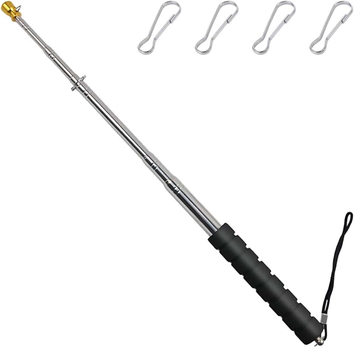 Telescopische vlaggenmast, 8.2/9.8FT Handheld Vlaggenmasten Uitschuifbare Vlaggenmast met 4 Haken & Lanyard voor Tour Guide Festival