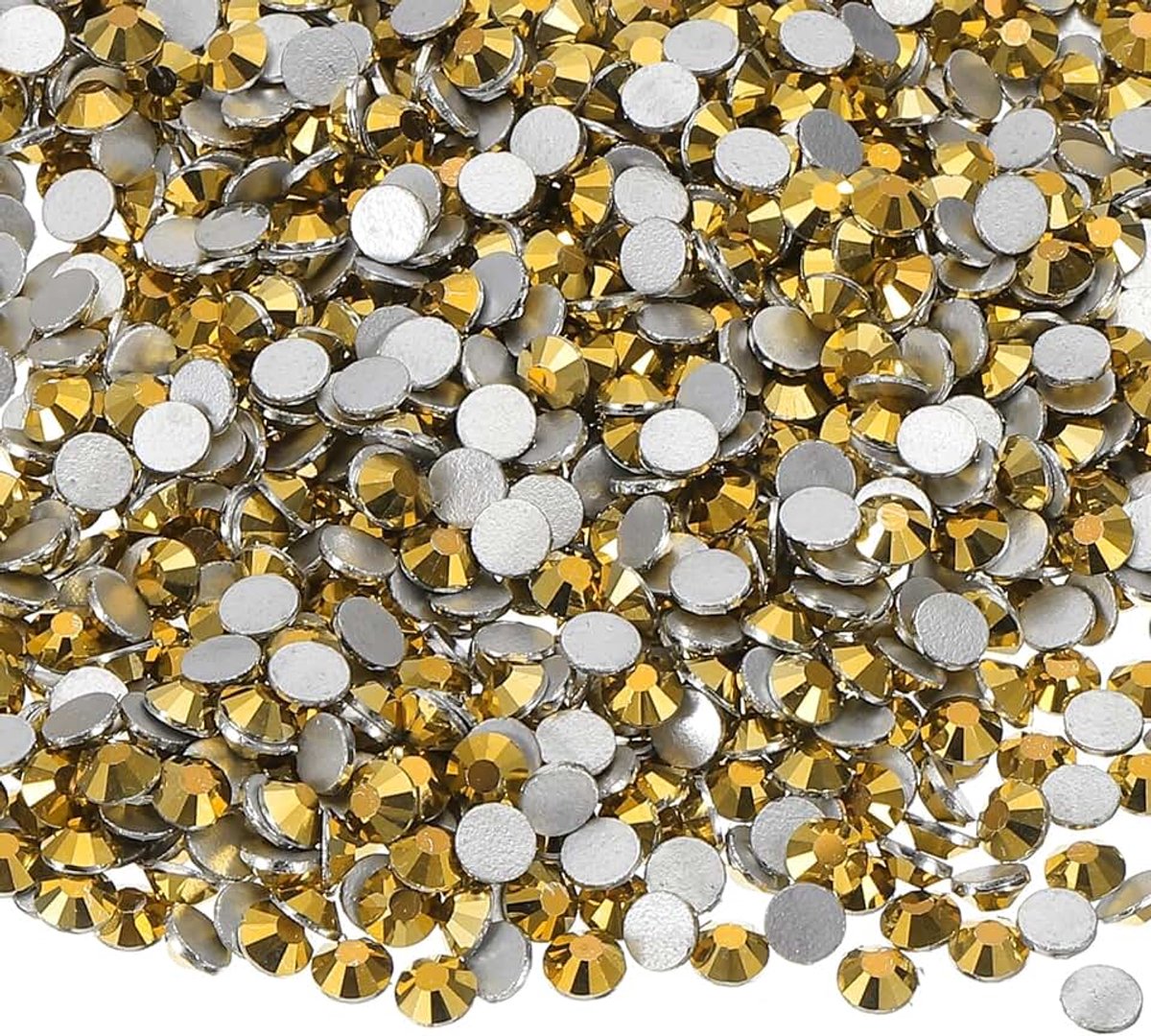 4320 Stuks SS6 Ronde Flatback Kristal 2,0-2,1mm Glas Strass Edelstenen Diamanten voor DIY Ambachten Kleding Schoenen Nagel Art Decoratie, Goud