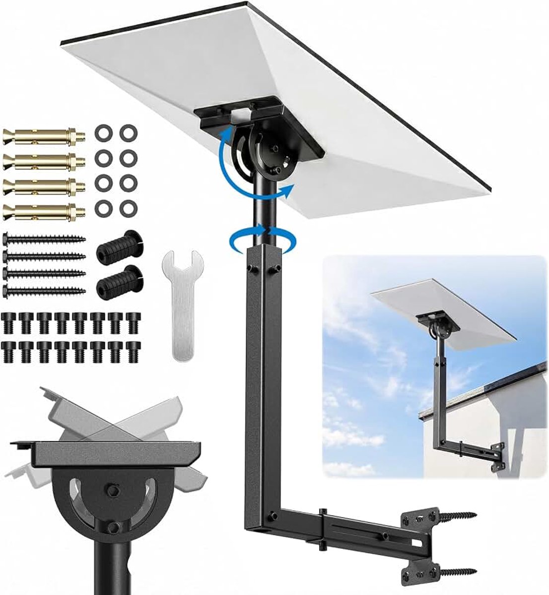 3 Wandhouder, compatibel met Starlink, V3-houder, compatibel met Starlink Pole Mount adapter, mastmontageset voor standaard V3-kom, lange wandhouder, V3 masthouder (lang)