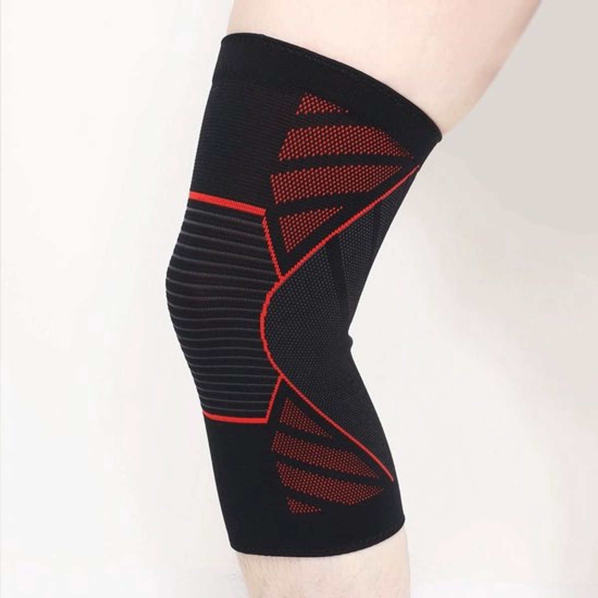 Rode sportkniebeschermers, nylon siliconen, antislip, airconditioning, warm, voor fietsen, aerobics, fitness, knieschijfondersteuning, elastische kniebeschermers, beenwarmers.