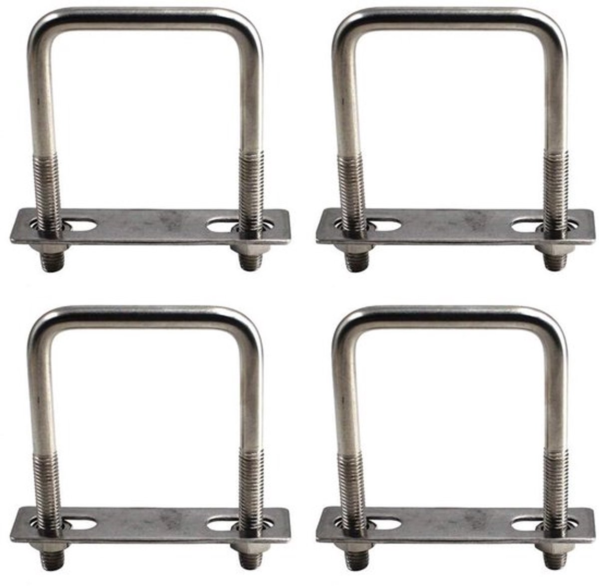 30 x 70 mm Vierkante U-bout van roestvrij staal, Set van 4, Tie Down U Bolt - Voor Bevestiging en Montage
