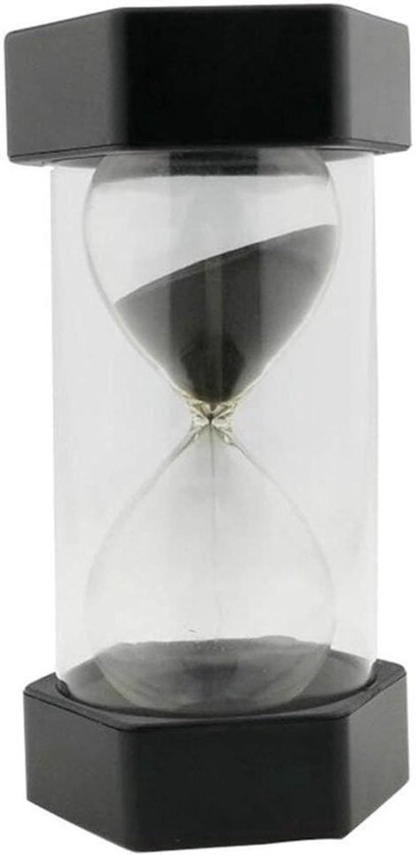 Veiligheid Zandloper Groot Formaat, 16 cm - Zwart - Mode - Timer 60 minuten