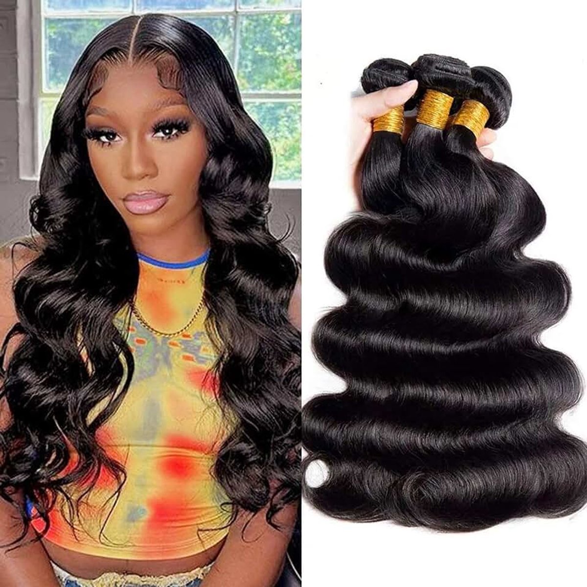 Brazilian Body Wave Bundles Human Hair Weaves 18 20 22 Inch Body Wave Remy Hair 3 Bundles 8A Grade Unprocessed Virgin Hair Extensions Sew in for Black Women