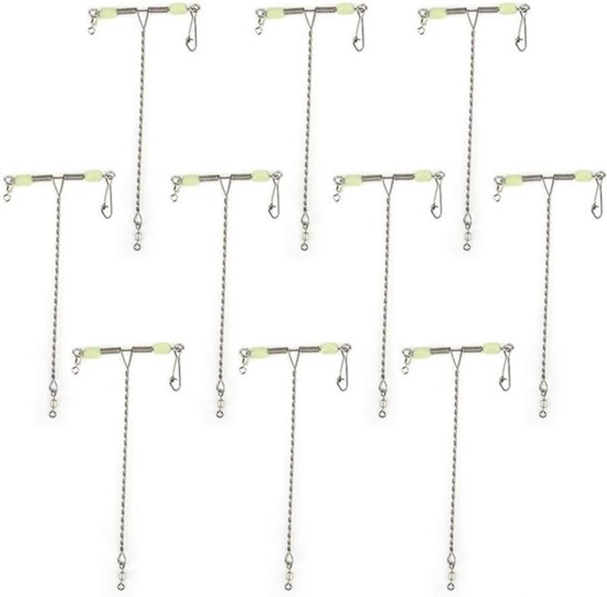 - Visuitrusting - Vissersbenodigdheden - 10 Stuks T-vormige Swivels - Roestvrij Staal - 3 Way Rolling Swivel Balance - Kruislijn Vissen Swivels - Lichtgevende Kralen - Voor Vissen Liefhebbers - Diverse Vissituaties