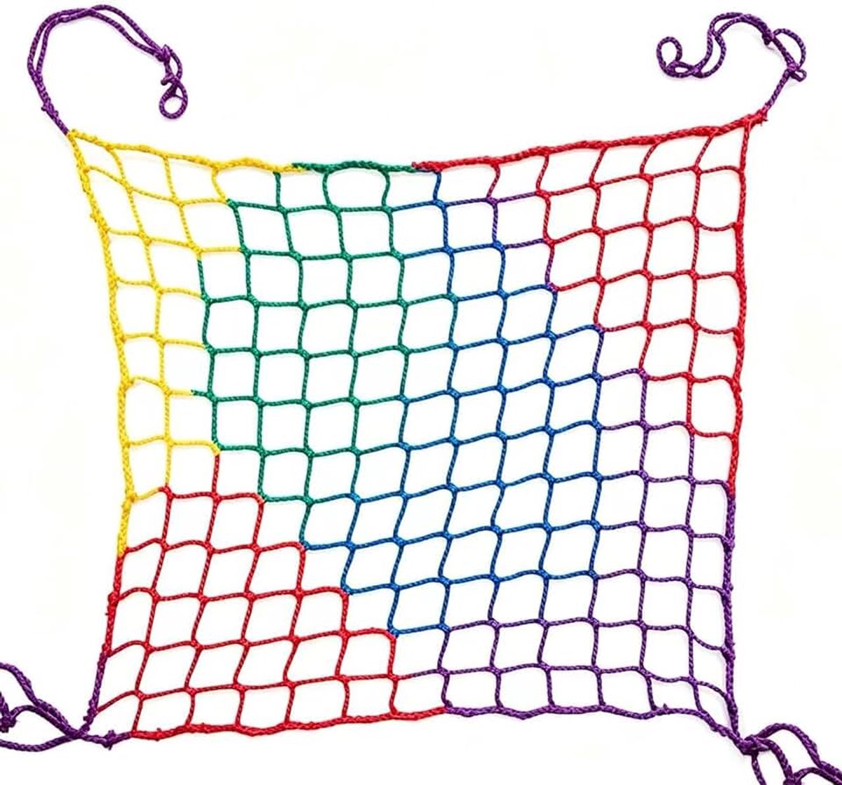Kinderveiligheidsnet 4 Mm/4 Cm Kleurrijk Speelplaatsbeschermingsnet Voor Kinderen En Huisdieren Knooploos Polyester Valbeveiligingsnet Voor Balkons, Trappen(Size:1*2m(3*7ft),Color:KLEURIG)