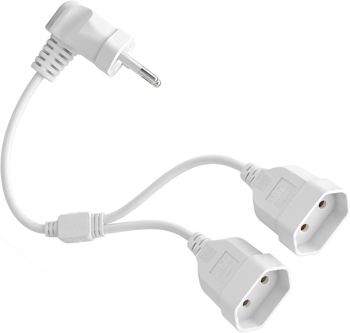 2-in-1 platte verlengkabel, type C-stekker euro naar type C-stekker, 50 cm platte stekkerverlenging, voor tv, pc, monitor, gameconsole, huishoudelijke apparaten