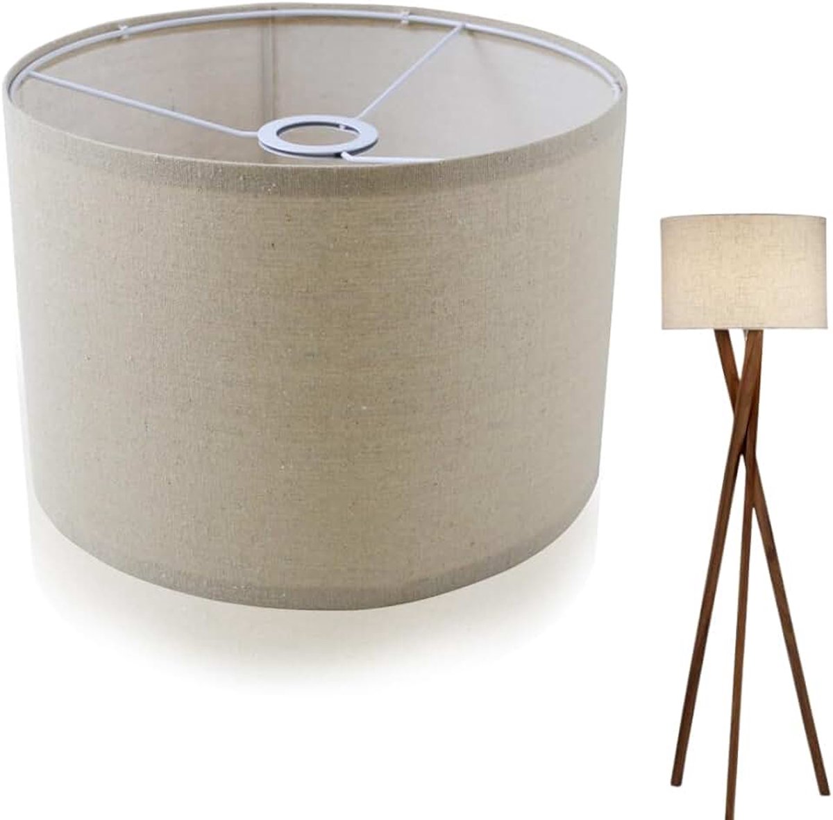 Lampenkap - Voor tafellamp, wandlamp, nachtlampje en staande lamp - Van natuurlijk linnen - Stijve dekking - Met de hand gemaakt