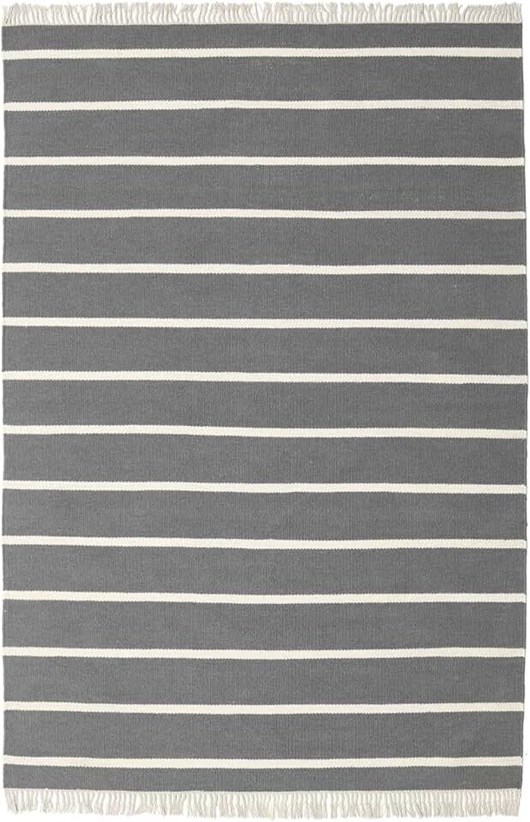 Dorri Stripe Vloerkleed, 160 x 230 cm, Grijs | Kelim, Kelim Modern, Rechthoekig, Middelpolig, Alleen chemisch reinigen, Woonkamer, Eetkamer, Slaapkamer
