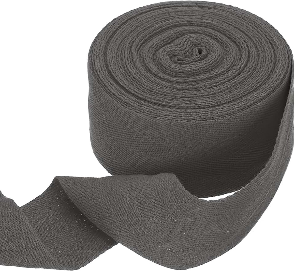 Katoenen Visgraatlint, 50 mm x 10 m, geweven band, biasband voor doe-het-zelf naaien, geschenkverpakking, donkergrijs