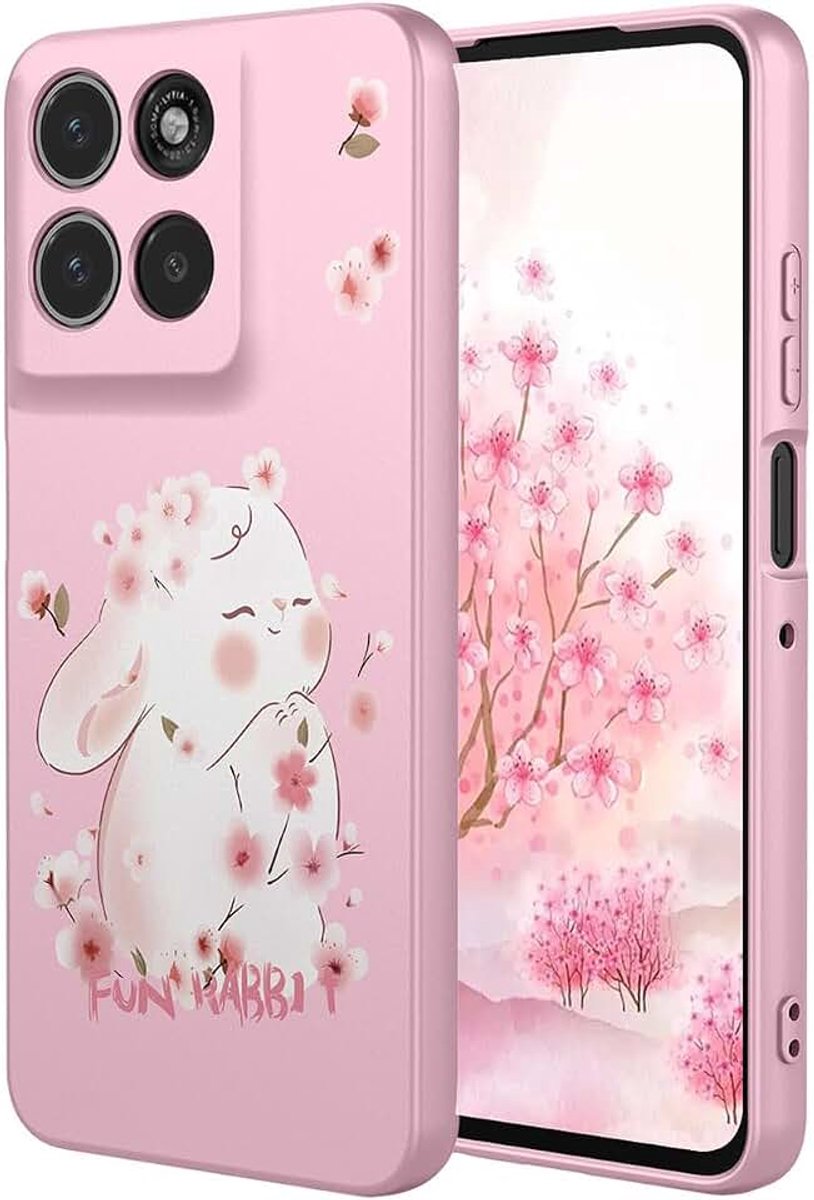 Hoesje voor Motorola Moto G86 5G, Ultra Dunne Zachte Zijdeachtige Vloeibare TPU Siliconen Schokbestendige Hoes, Schattig Bloem Cartoon Patroon Meisje Geval - TuZi