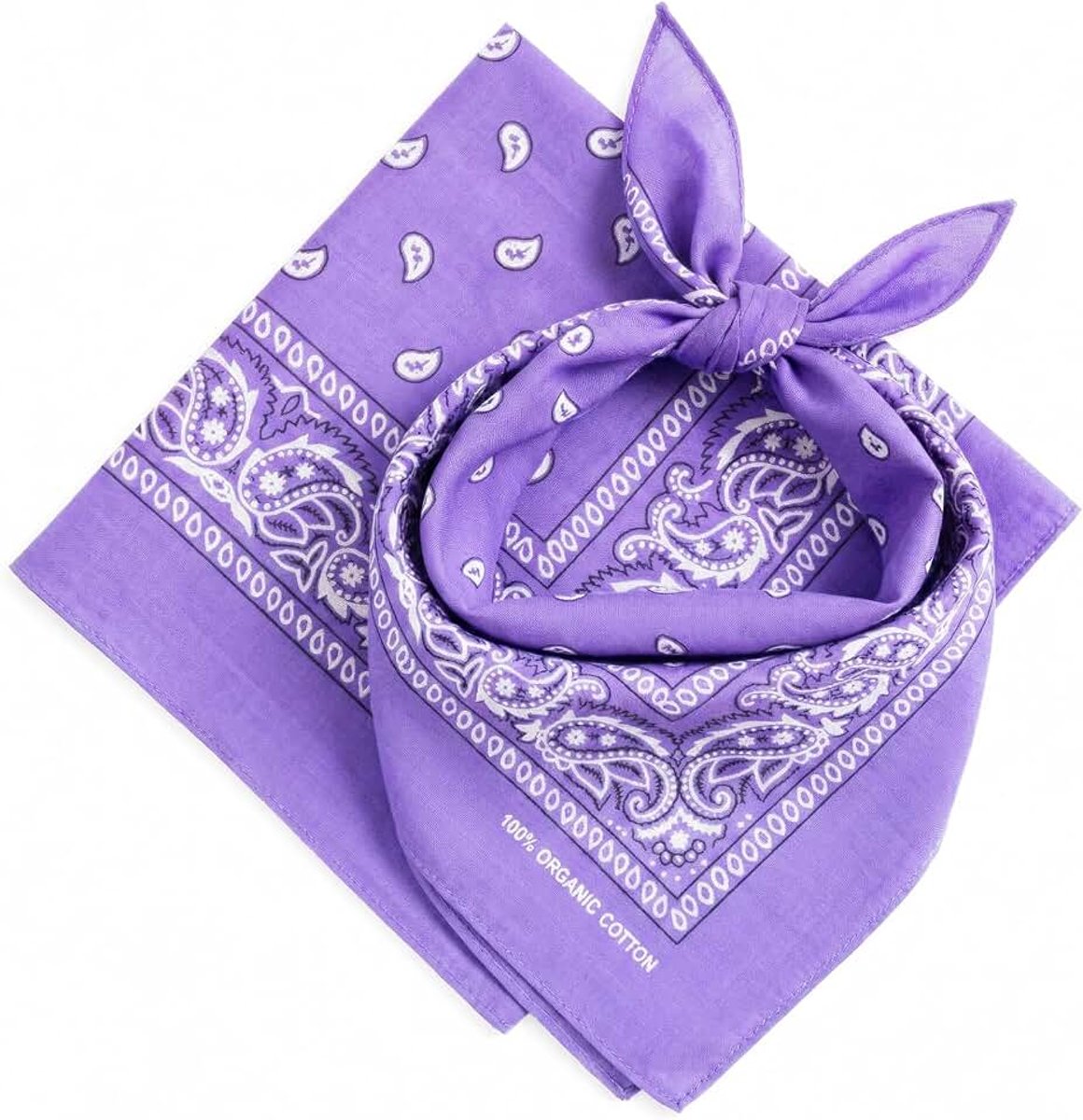 Lavendel Bandana - 100% katoen en natuurlijke vezels - lavendeldoek zonder polyester - hoogwaardig - zacht, duurzaam en machinewasbaar - bandana voor heren - uniseks en kinderen - 2 verpakkingen