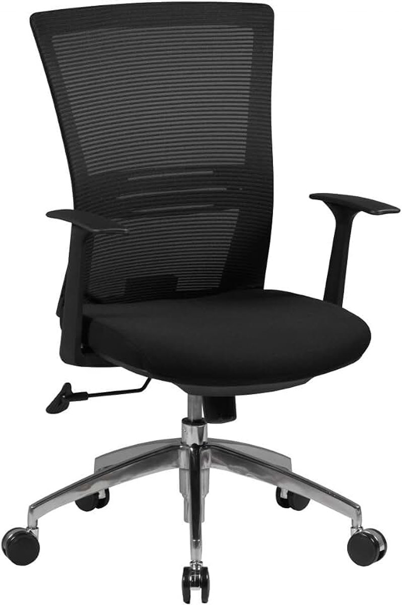 Basic Bureaustoel, bekleding van stof, zwart, in hoogte verstelbaar, design 120 kg, managersstoel, synchroonmechanisme, ergonomische draaistoel, hoge rugleuning met armleuningen, X-XL hoge rugleuning