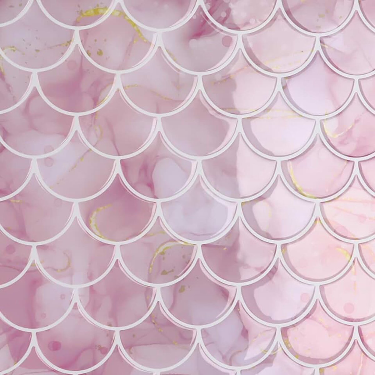 Roze Visschub Zelfklevende Wandtegels Marmeren Tegelstickers Plak-op Tegels Keuken Waterdicht 3D Peel and Stick Spatscherm voor Keuken Badkamer Openhaard Doucheruimte 4 STUKS 30,5cm x 30,5cm