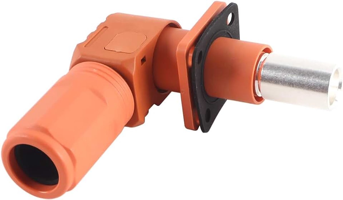 1 set batterij-energie-opslagaansluiting, 200 A, 50 mm hoogstroomaansluitingen, snelstekker, klem, oranje, hoekstekker en bus, IP67 waterdichte voedingsadapter (200 A)