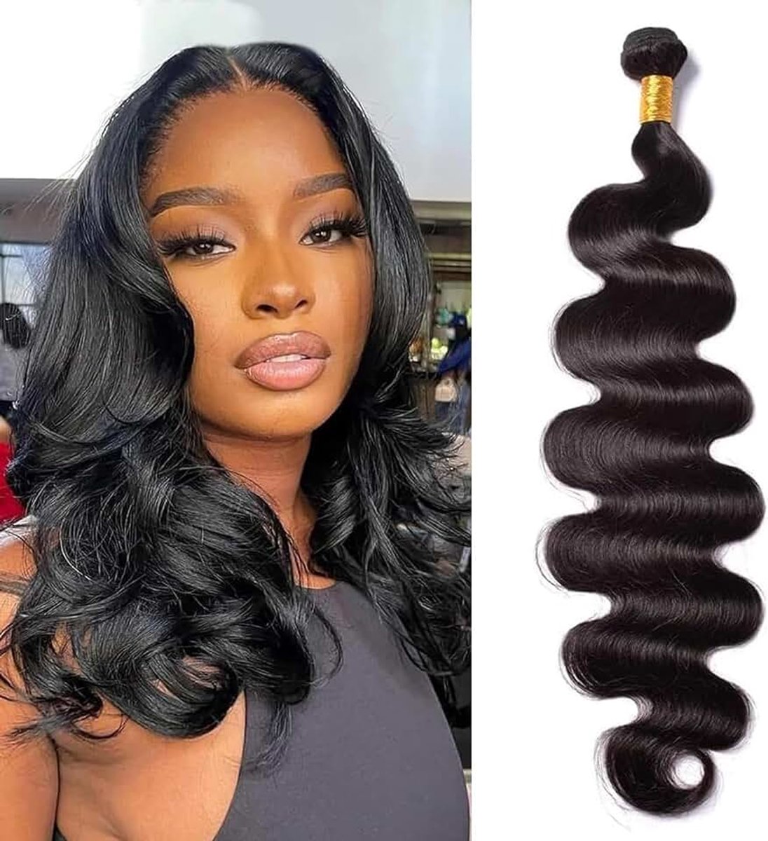 Hair Bundles 14 Inch Body Wave 1 Bundles Human Hair 100% Unprocessed Brazilian Virgin Hair Bundles Human Hair Weft Weave Bundles Human Hair Extension Natural Color