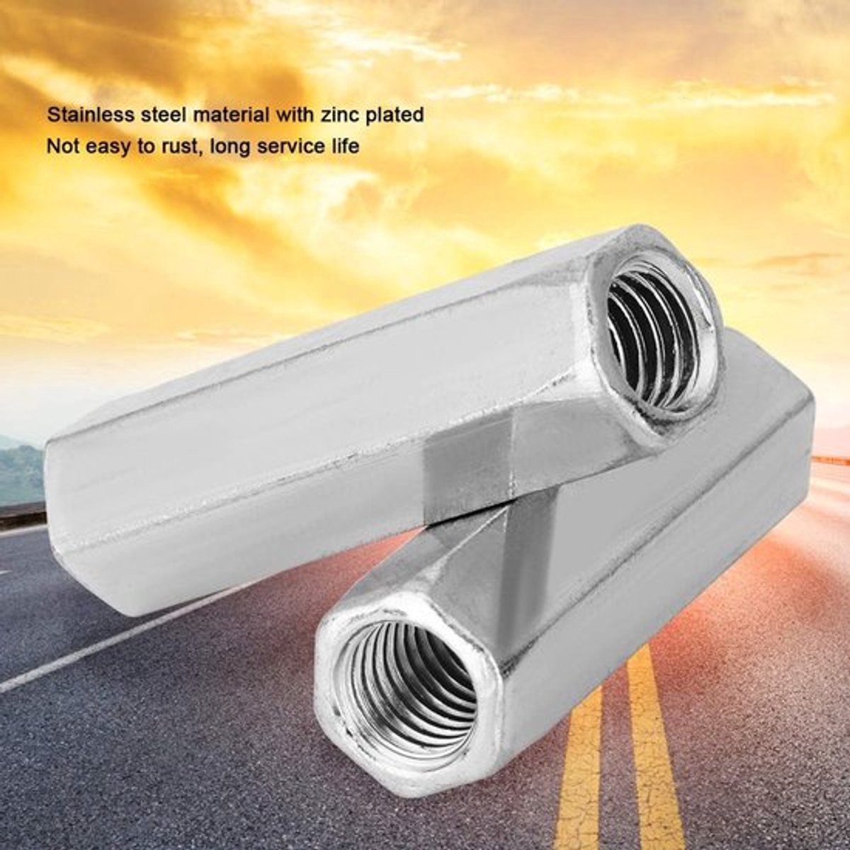 Zeskantmoer Lange Schroefdraad - Koolstofstaal - Verzinkt - M10 x 50/40 mm - 5 Stuks - Hoogwaardige Bevestigingsmaterialen - Moeren