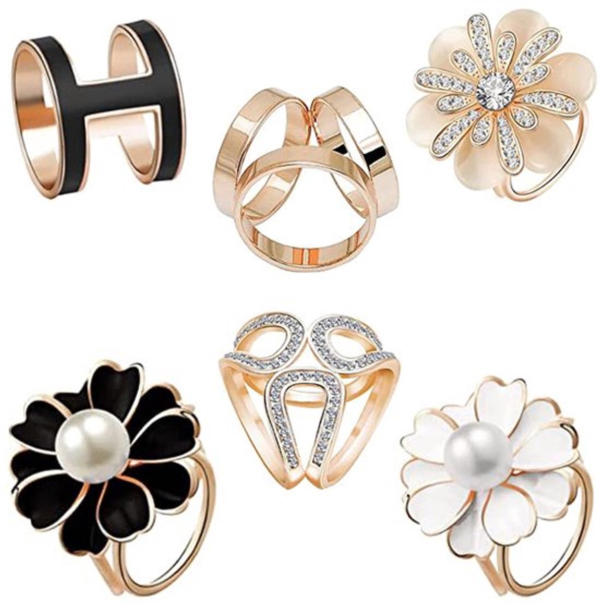 Sjaal Ring Clip - Sjaals Ringen - Metalen Gesp - 6 Stuks - Mode Sjaal Clips - Geschikt voor Bruiloften, Feesten, Kerstcadeau