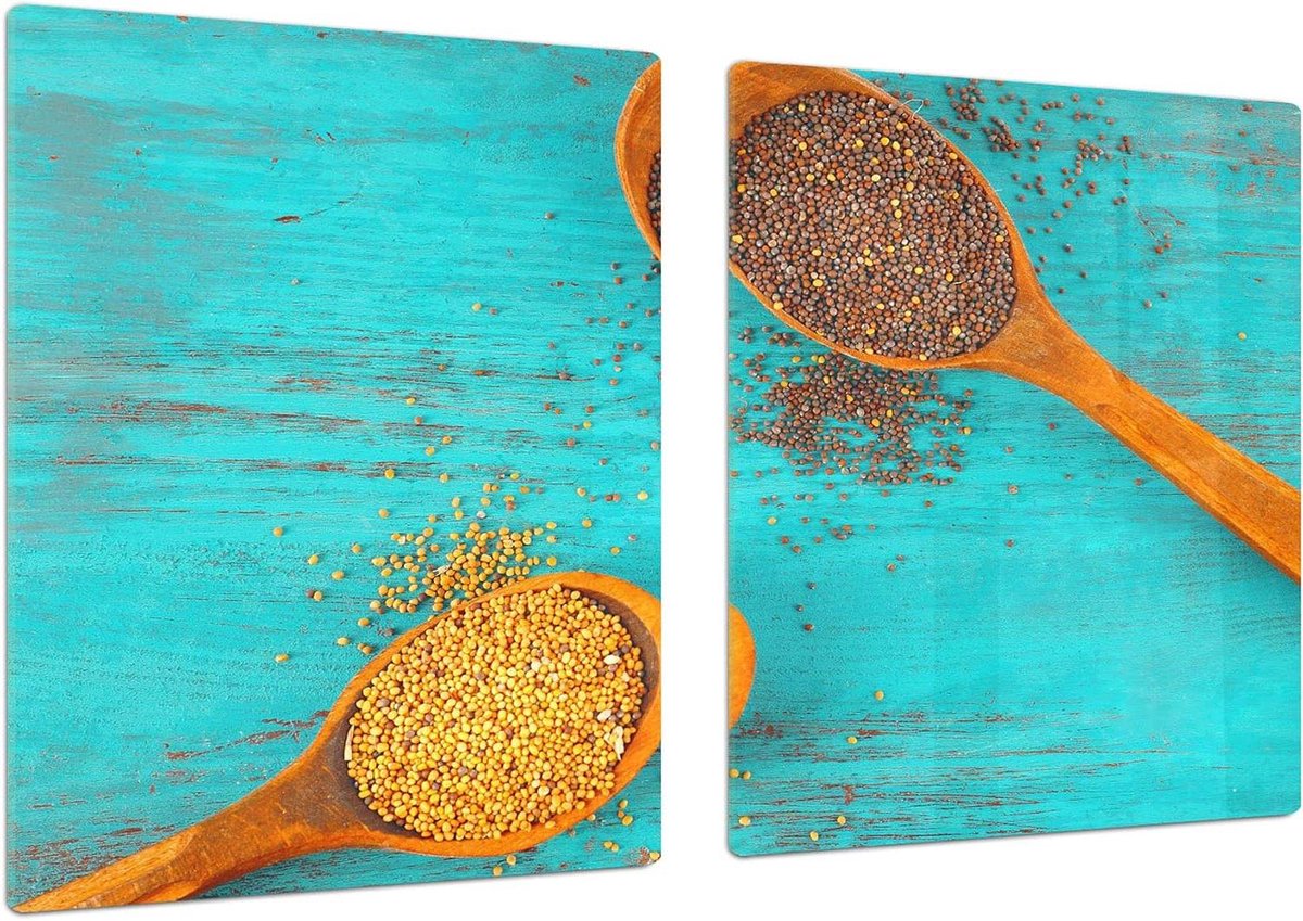 Glazen Keukenbord - Snijplank Deksel - Koken Werkblad - Gehard Glas - 80x52 cm - Grains of groats