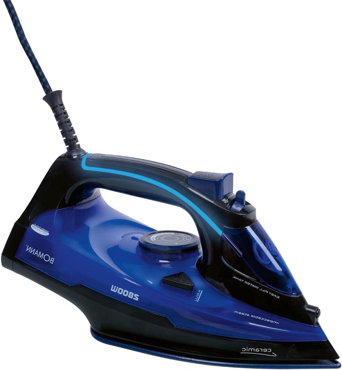 Stoomstrijkijzer - Kledingverzorging - Kreukels Verwijderen - 3D Keramische Zool - 400ml Reservoir - Zwart Blauw