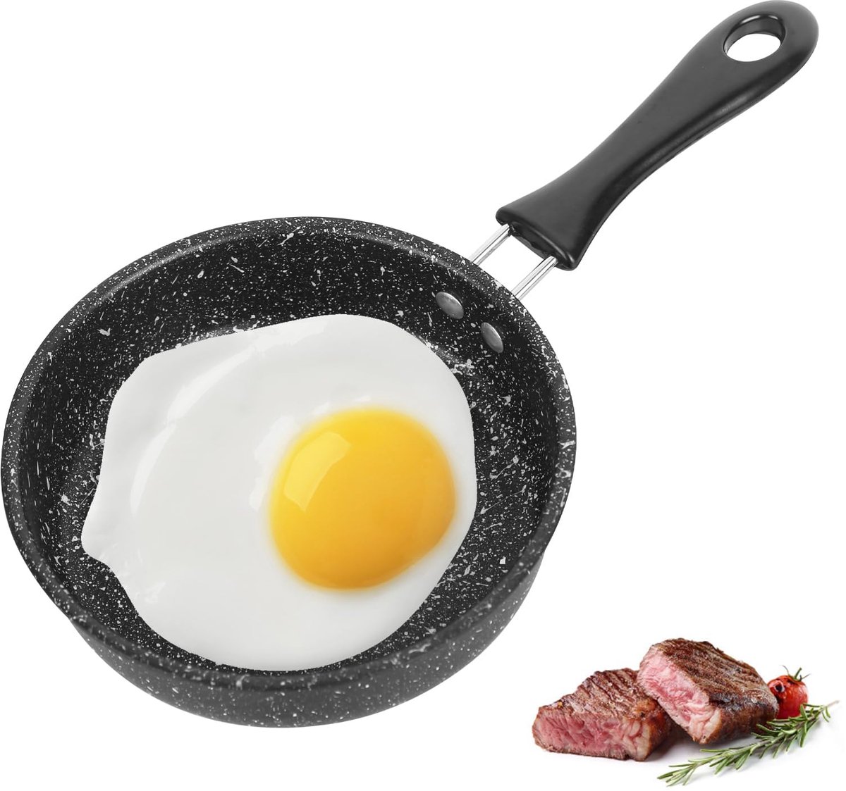 Ø 16 cm, braadpan, gecoat, anti-aanbaklaag, kleine pan, inductiepan, antiaanbaklaag, spiegeleipan, draagbare eierpan, braadpan voor camping, koken, gasfornuis
