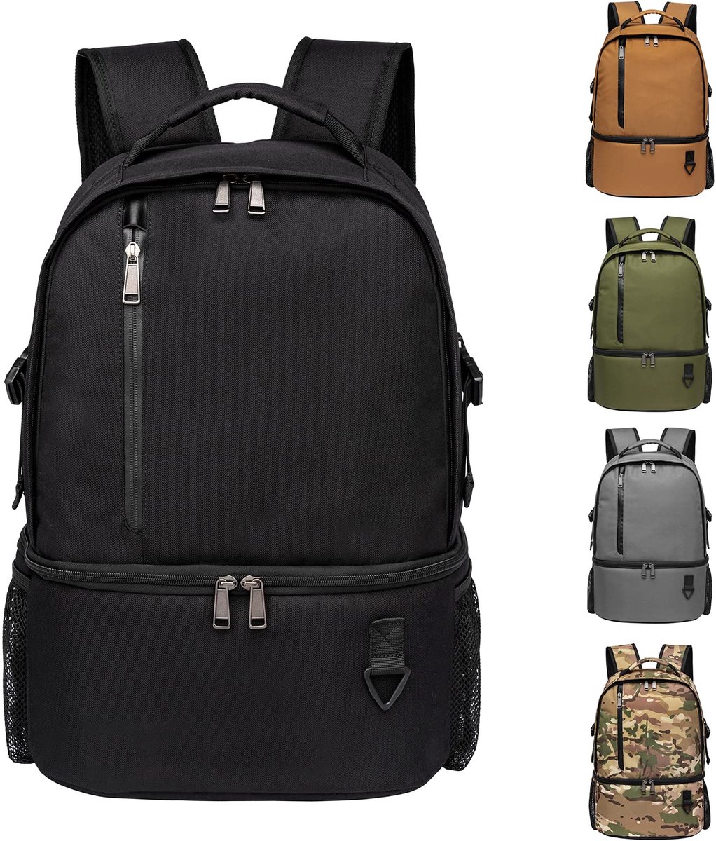 Geïsoleerde Koelrugzak 28L Lekvrije Koeltas Rugzak Dubbeldeks Bodem Thermisch Compartiment 16 Blikjes Picknickrugzak voor Lunch, Strand, Camping, Zwart
