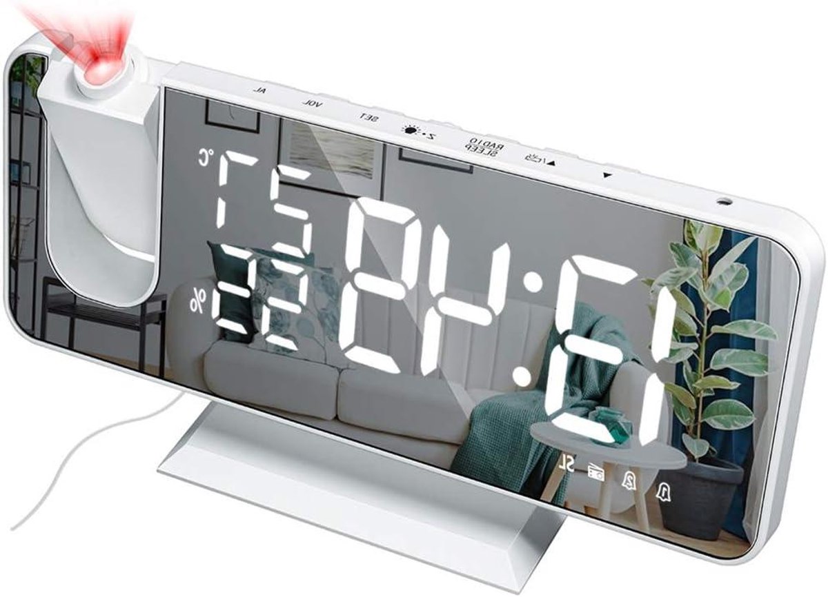 Digitale Wekker - Projectie Klok - Wakker Worden - Groot Scherm - 18.5 cm - Zwart