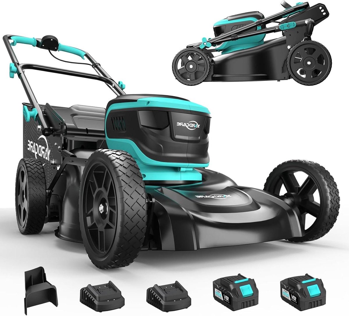 Accu grasmaaier - Elektrische maaier - Gazon onderhoud - Dubbele accu set - 41 cm snijbreedte - Zwart