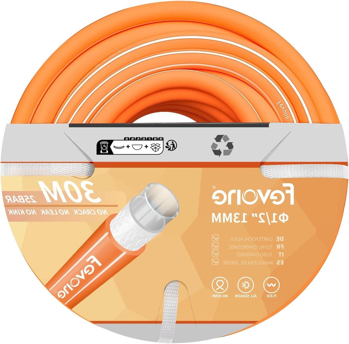 Tuinslang - Waterslang - Tuin Bewateren - 4-Laags Hybride Polymeer - 30 Meter - Oranje