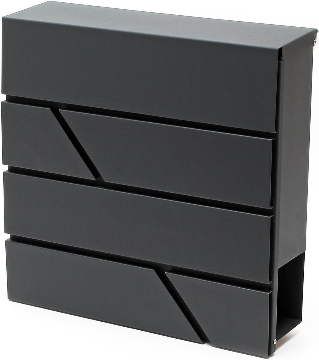 Brievenbus - Postbox met krantenvak - Post ontvangen - Afsluitbaar met 2 sleutels - 37 x 37 cm - Antraciet