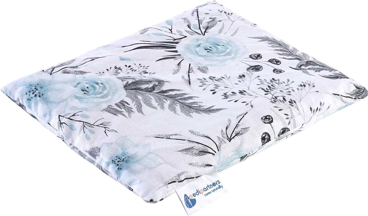 Partners Kersenpitkussen, korrelkussen, groot warmtekussen, 500 g, rechthoekig, 20 x 25 cm, ecologisch natuurlijk, 100% katoen, Medi Partners warmte + koudetherapie, massagetherapie (grijze