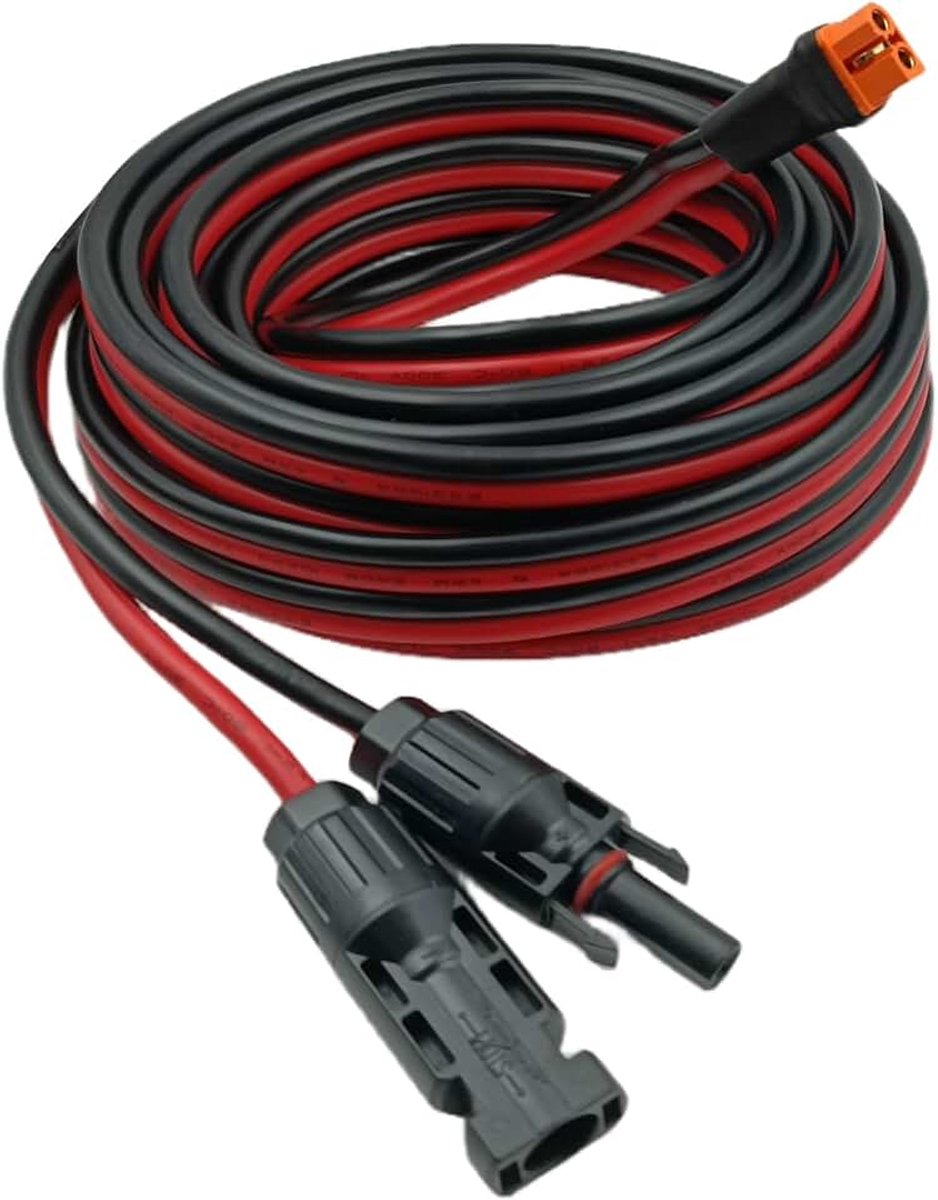 Naar XT60i kabel, 10 AWG, 6 mm², XT60I-F adapter, zonnekabel, verlenging, compatibel met Ecoflow Delta River Powerstation (10AWG 7,62 m)