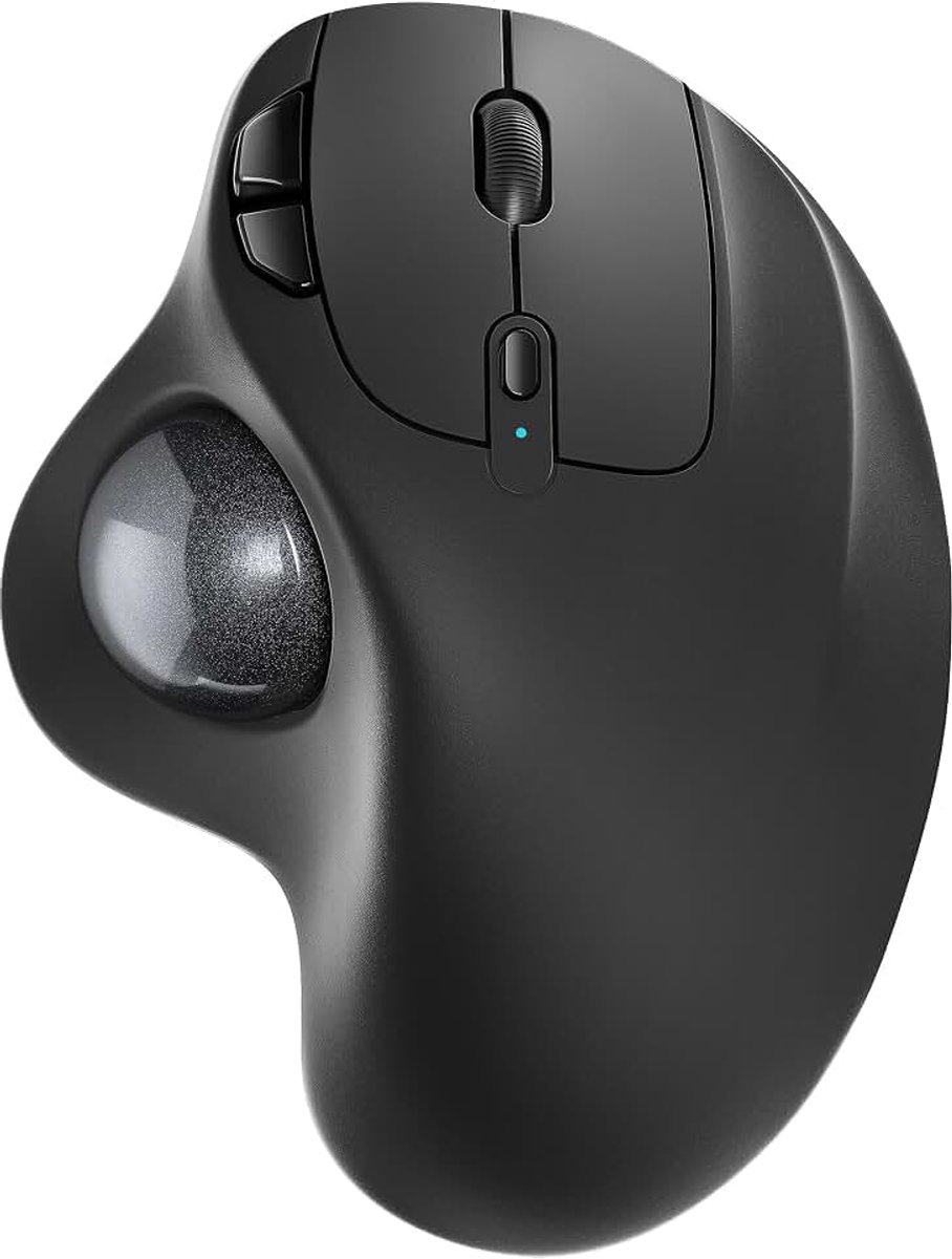 M501 draadloze trackball-muis, oplaadbaar, ergonomisch, eenvoudige duimbediening, nauwkeurige en soepele tracking, verbinding met 3 apparaten (Bluetooth of USB-ontvanger), compatibel voor pc