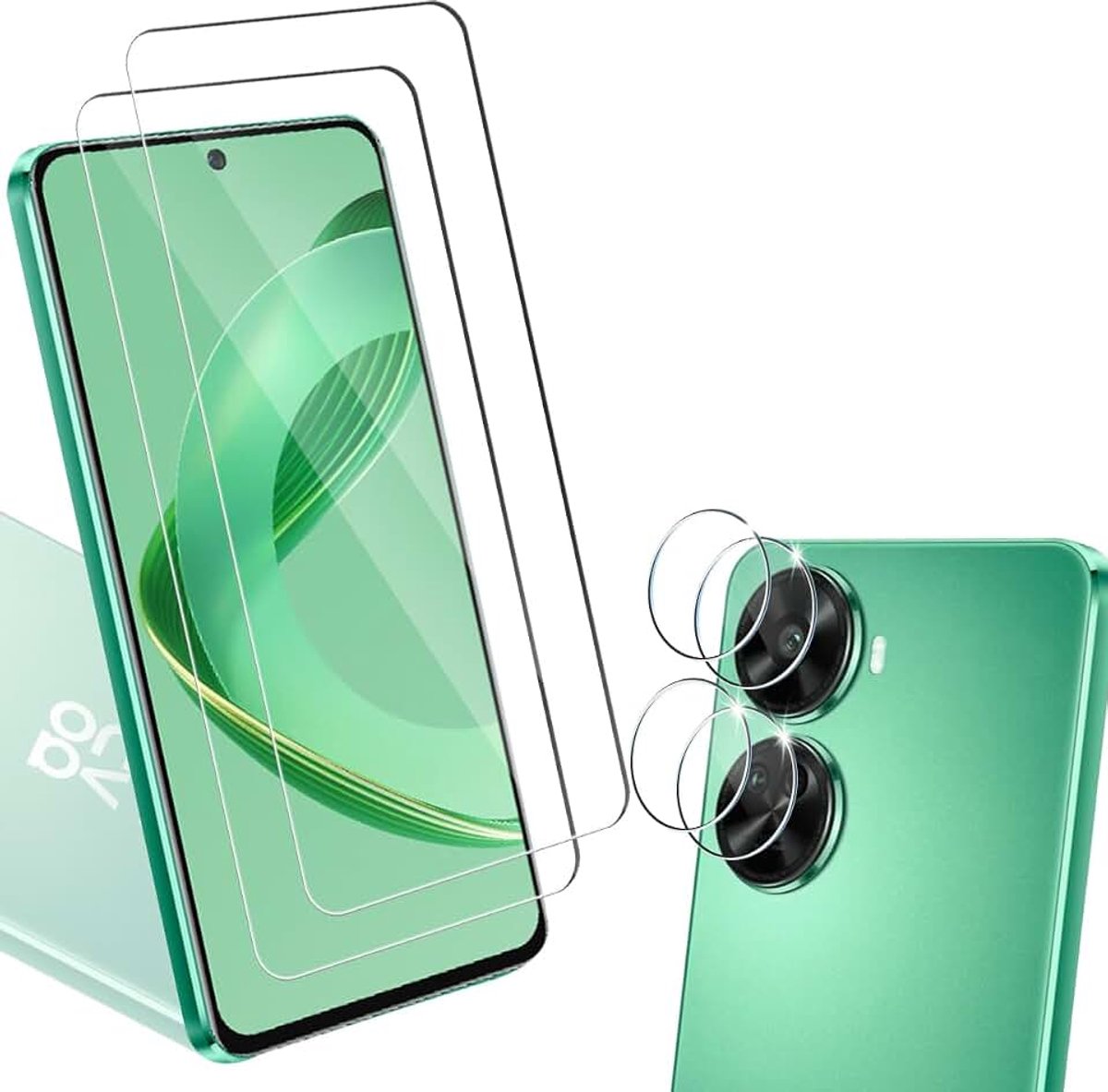 Beschermfolie voor Huawei Nova 11 SE Beschermglas en Huawei Nova 11 SE camera pantserglas [2 + 2 stuks] HD transparante displaybeschermfolie, pantserfolie voor Huawei Nova 11 SE