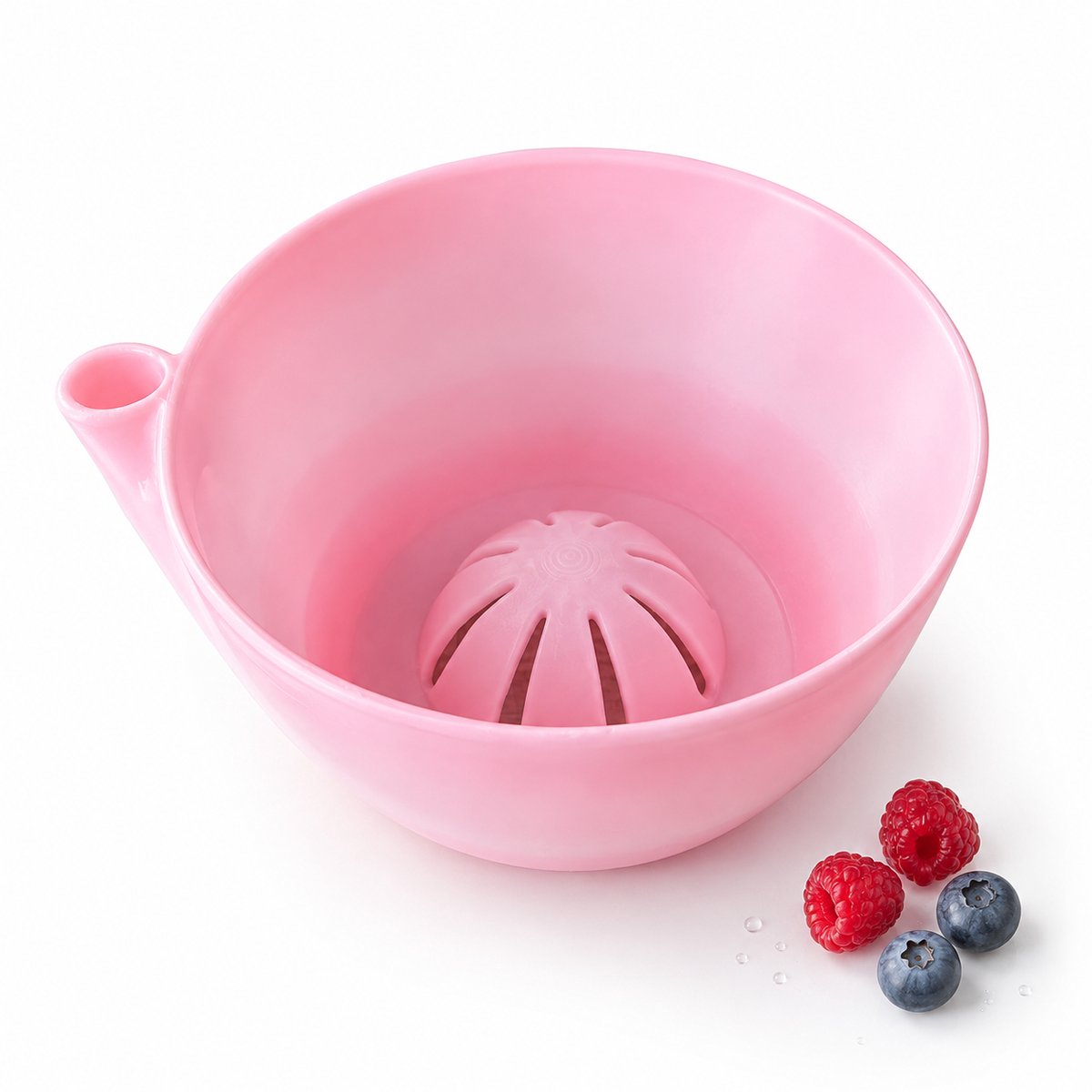 Zelfdraaiende Bessenwasbak - 17x15x8cm - BPA-vrij Kunststof Fruitwaskom met Vortex Design - Automatische Groentezeef en Stijlvolle Fruitschaal - 2-in-1 Spoelkom voor Bessen, Groenten en Salade-Geglazuurde zachtheid
